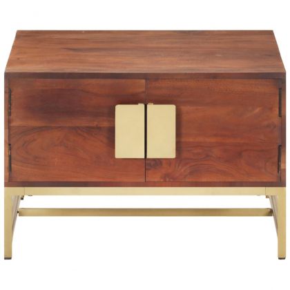 Маса за кафе, меденокафява, 67x67x45 см, акациево дърво масив