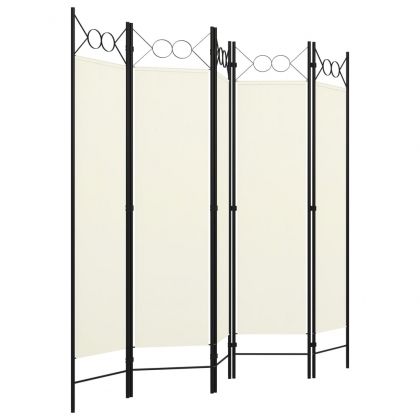 Параван за стая, 5 панела, бял, 200x180 см