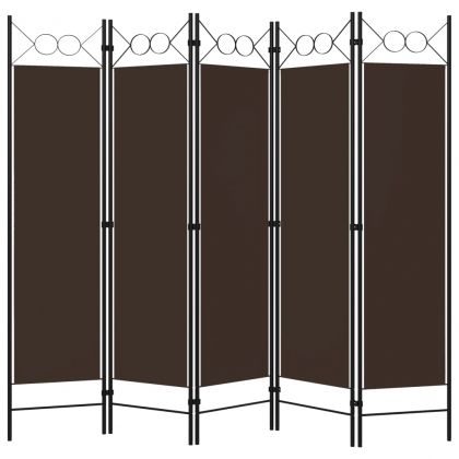 Параван за стая, 5 панела, кафяв, 200x180 см