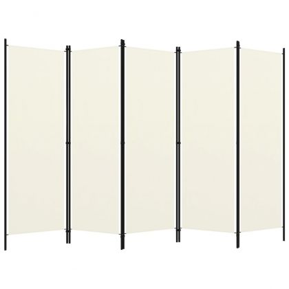 Параван за стая, 5 панела, бял, 250x180 см