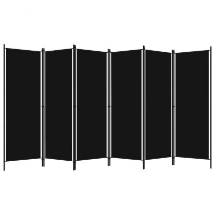 Параван за стая, 6 панела, черен, 300x180 cм