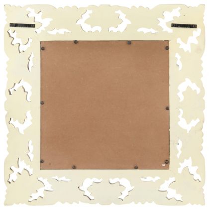 Ръчно резбовано огледало, бяло, 50x50 см, мангово дърво масив