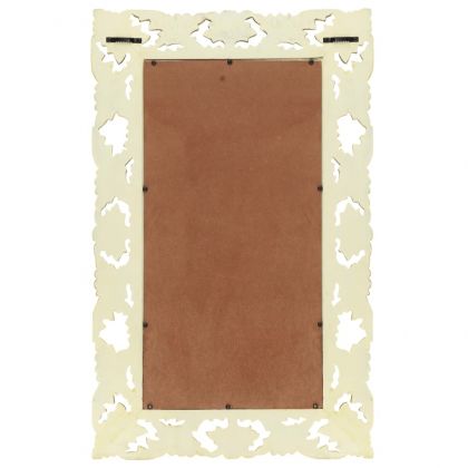 Ръчно резбовано огледало, бяло, 80x50 см, мангово дърво масив