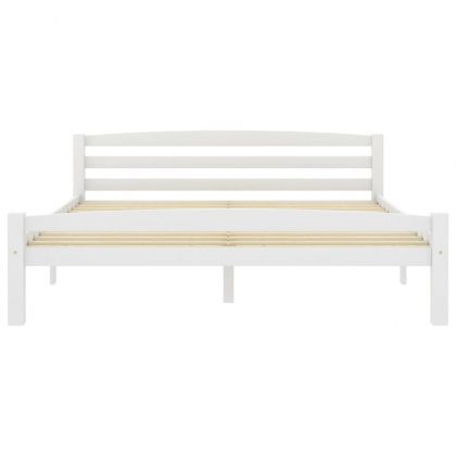 Рамка за легло, бяла, борова дървесина масив, 160x200 cм