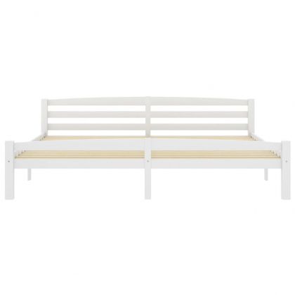 Рамка за легло, бяла, борово дърво масив, 180x200 cм