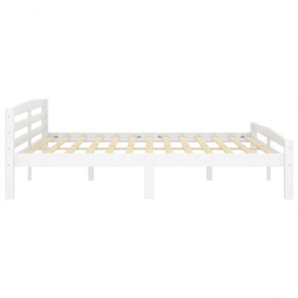 Рамка за легло, бяла, борово дърво масив, 180x200 cм