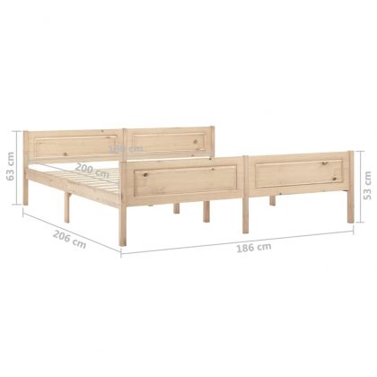 Рамка за легло, борова дървесина масив, 180x200 cм