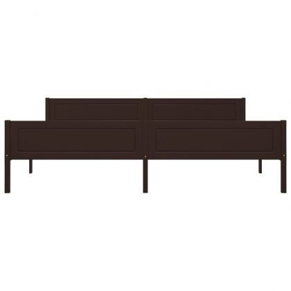 Рамка за легло, борово дърво масив, тъмнокафява, 200x200 см