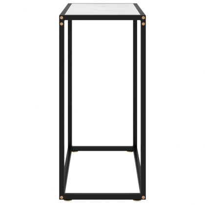 Конзолна маса, бяла, 60x35x75 cм, закалено стъкло