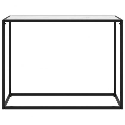 Конзолна маса, бяла, 100x35x75 cм, закалено стъкло