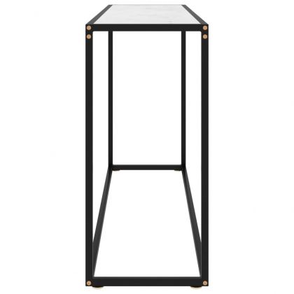 Конзолна маса, бяла, 120x35x75 cм, закалено стъкло