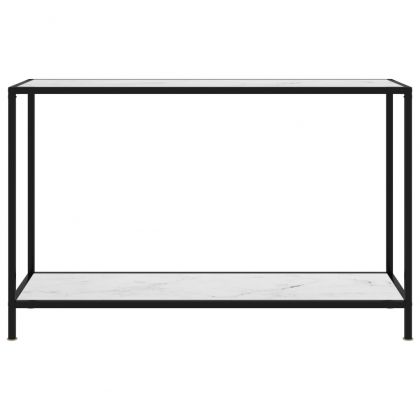 Конзолна маса, бяла, 120x35x75 cм, закалено стъкло