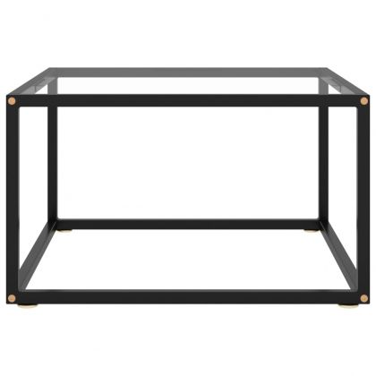 Кафе маса, черна, със закалено стъкло, 60x60x35 см