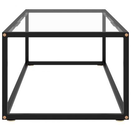 Кафе маса, черна, със закалено стъкло, 100x50x35 см