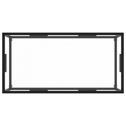 Кафе маса, черна, със закалено стъкло, 100x50x35 см