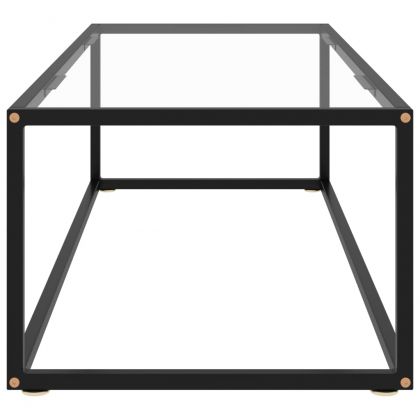 Кафе маса, черна, със закалено стъкло, 120x60x35 см