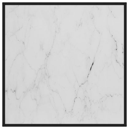 Кафе маса, черна, с бяло мраморно стъкло, 90x90x50 см