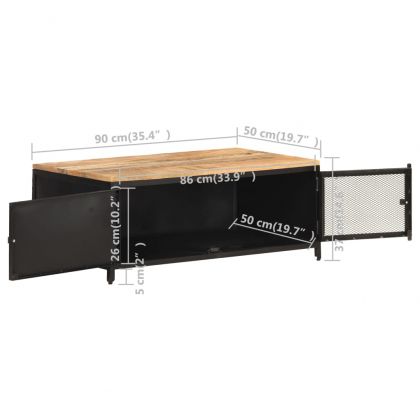 Маса за кафе, 90x50x37 см, грубо мангово дърво масив