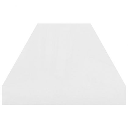 Окачен стенен рафт, бял гланц, 90x23,5x3,8 см, МДФ