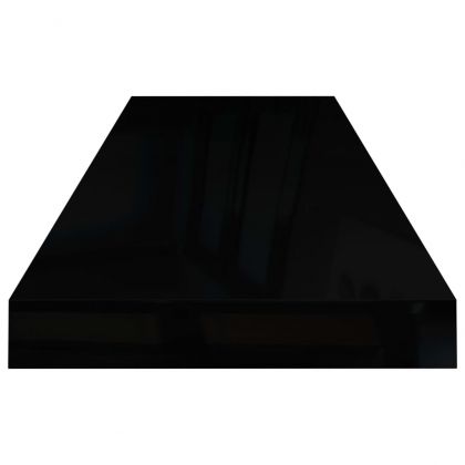 Окачени стенни рафтове, 4 бр, черен гланц, 80x23,5x3,8 см, МДФ