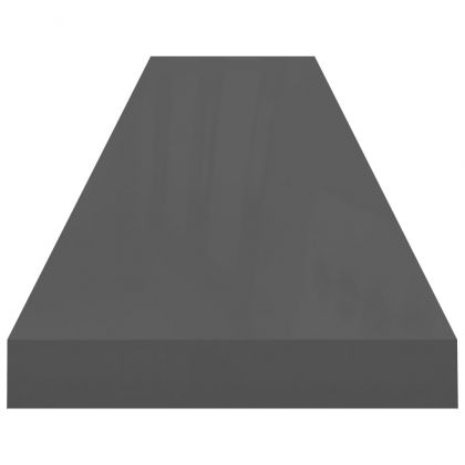 Окачени стенни рафтове, 2 бр, сив гланц, 120x23,5x3,8 см, МДФ