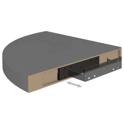 Окачен ъглов рафт, сив гланц, 35x35x3,8 см, МДФ