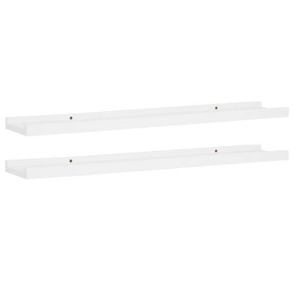 Рафтове за фоторамки, 2 бр, бели, 80x9x3 см, МДФ