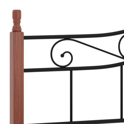 Рамка за легло черен метал и дъбово дърво масив 200x200 см