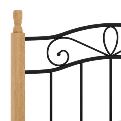 Рамка за легло черен метал и дъбово дърво масив 90x200 см