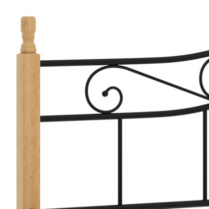 Рамка за легло черен метал и дъбово дърво масив 200x200 см