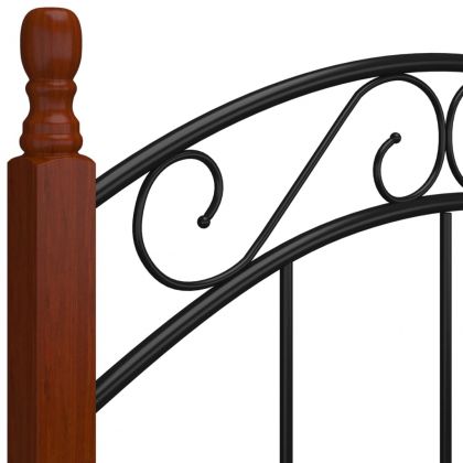 Рамка за легло черен метал и дъбово дърво масив 120x200 см