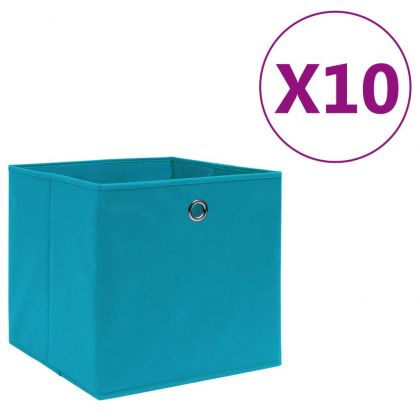Кутии за съхранение 10 бр нетъкан плат 28x28x28см бебешко синьо