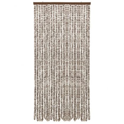 Завеса против насекоми, таупе и бяло, 100x220 см, шенил