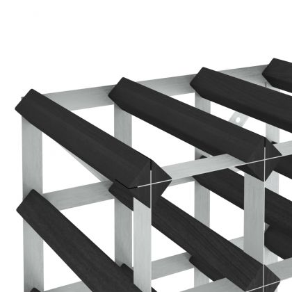 Стойка за вино за 120 бутилки, черна, масивна борова дървесина