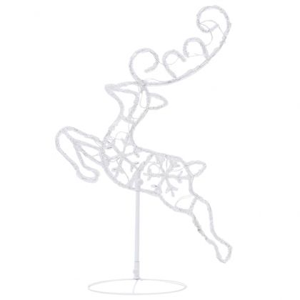 Акрилни летящи коледни елени с шейна, 260x21x87 см, синьо