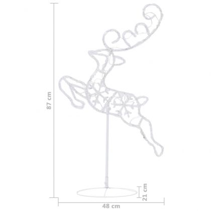 Акрилни летящи коледни елени с шейна, 260x21x87 см, синьо