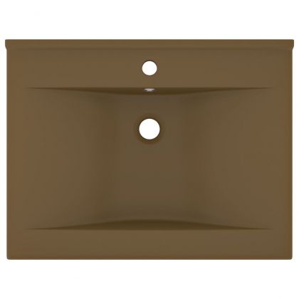 Луксозна мивка с отвор за кран кремав мат 60x46 см керамика