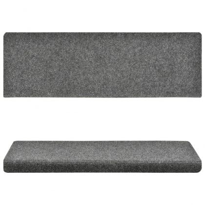 Изтривалки за стълби, самозалепващи се, 5 бр., 65x21x4 см, светлосиви, правоъгълни, кант