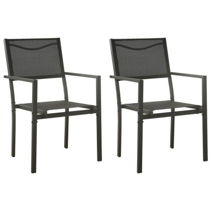 Градински столове, 2 бр, textilene и стомана, черно и антрацит