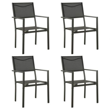 Градински столове, 4 бр, textilene и стомана, черно и антрацит