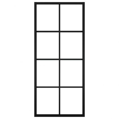 Плъзгаща врата алуминий и ESG стъкло 76x205 см черна