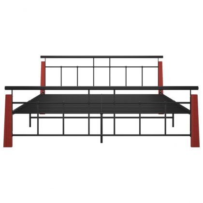 Рамка за легло, метал и дъбов масив, 180x200 см