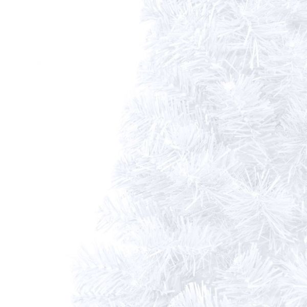 Изкуствена светеща половин коледна елха с топки бяла 240 см