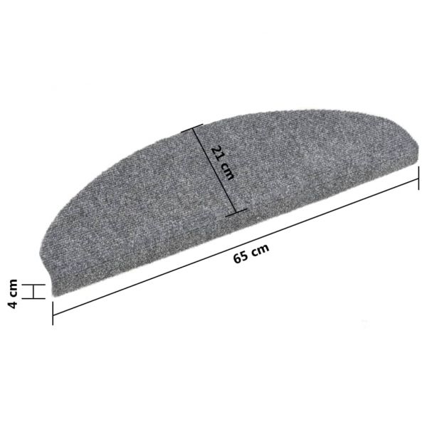 Изтривалки за стълби, самозалепващи се, 5 бр., 65x21x4 см, светлосиви, полукръгли, големи