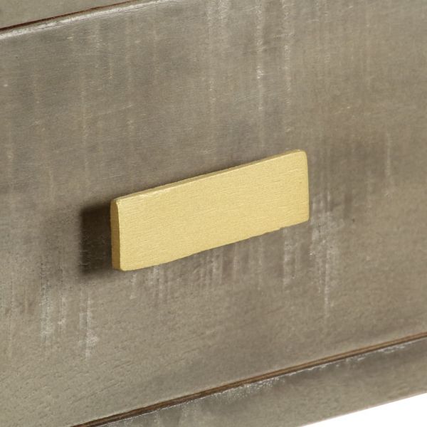 Конзолна маса, манго масив, сива с месинг, 110x35x76 cм