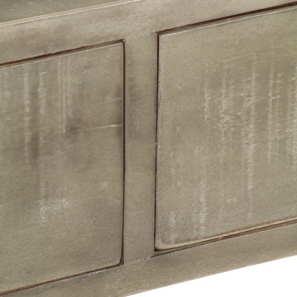 Конзолна маса, манго масив, сива с месинг, 110x35x76 cм