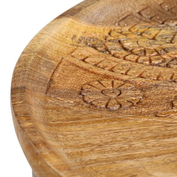 Странични кръгли маси, 2 бр, мангово дърво масив и стомана