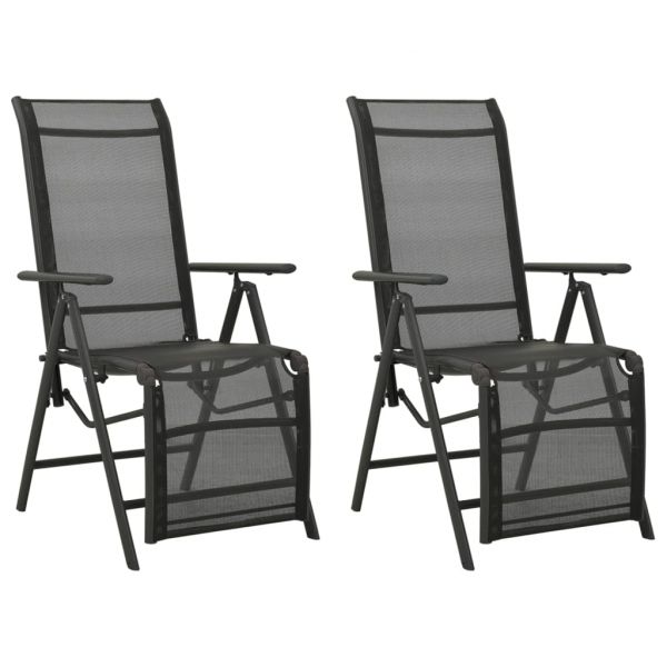 Накланящи се градински столове 2 бр textilene и алуминий черни