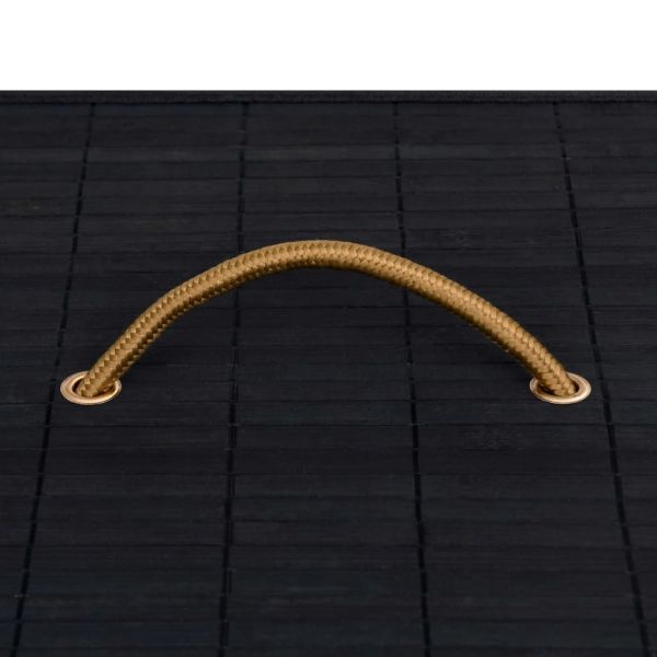 Бамбуков кош за пране с 2 секции черен 100 л