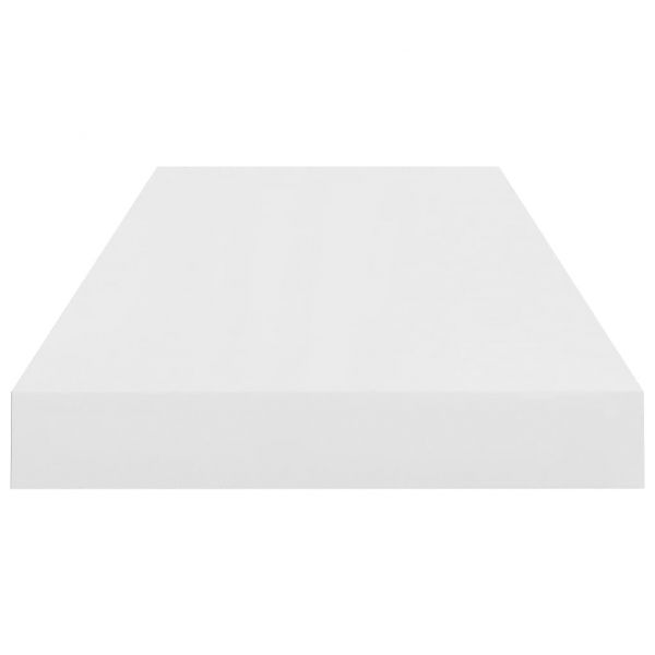 Окачени стенни рафтове, 2 бр, бял гланц, 60x23,5x3,8 см, МДФ